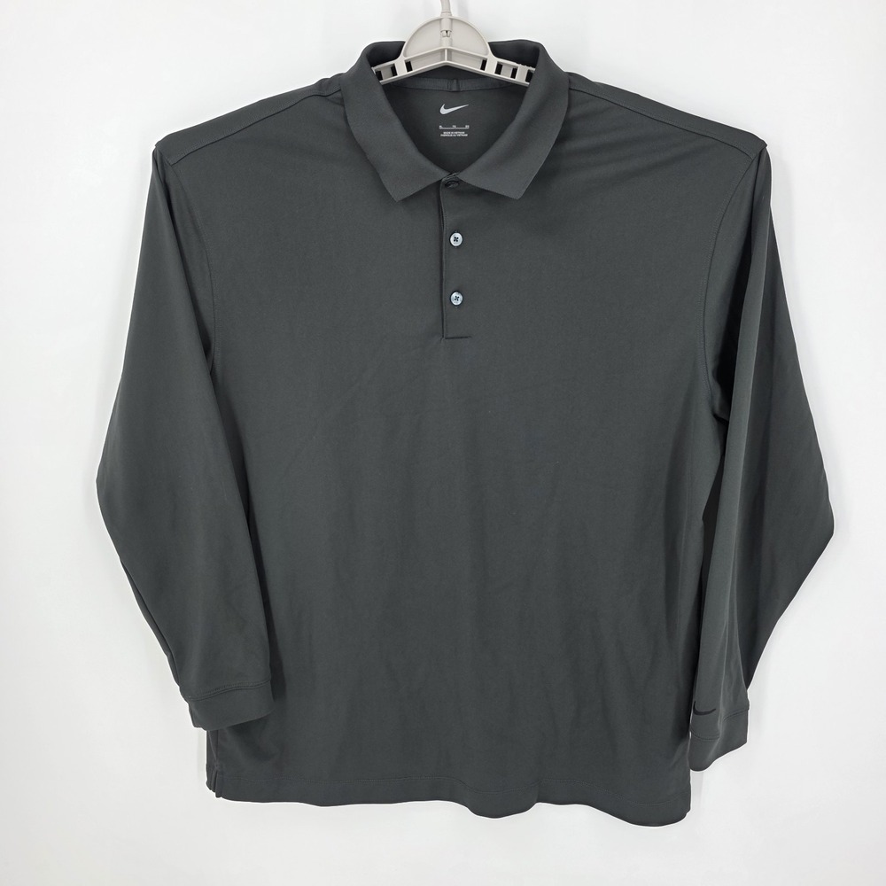 Nike Men's XL Long Sleeve Black Winter Weight Athletic  Top 3 Button Neck Close
